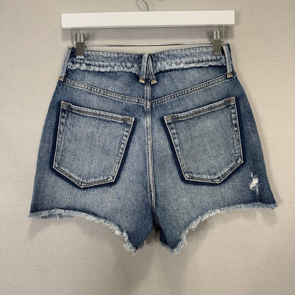 Good American Denim Jean Shorts Women 25 Blue Bombshell Shadow Pocket Button Fly - Picture 5 of 13